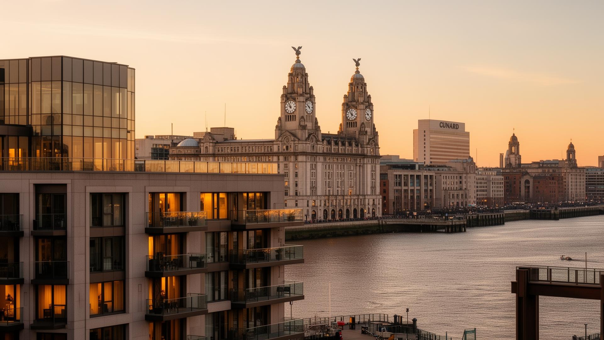 Liverpool waterfront with the Royal Liver Building
