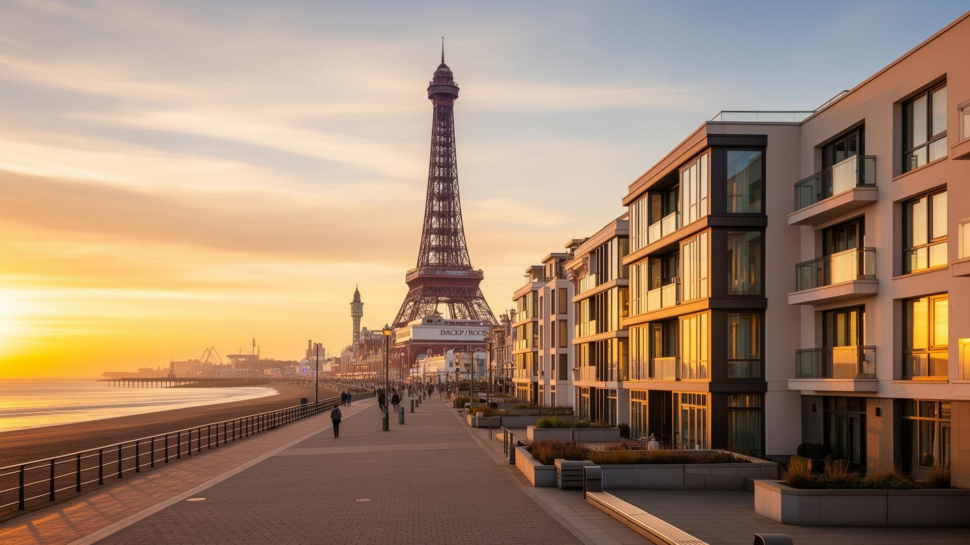 Blackpool promenade and Fylde Coast seafront near a serviced apartment